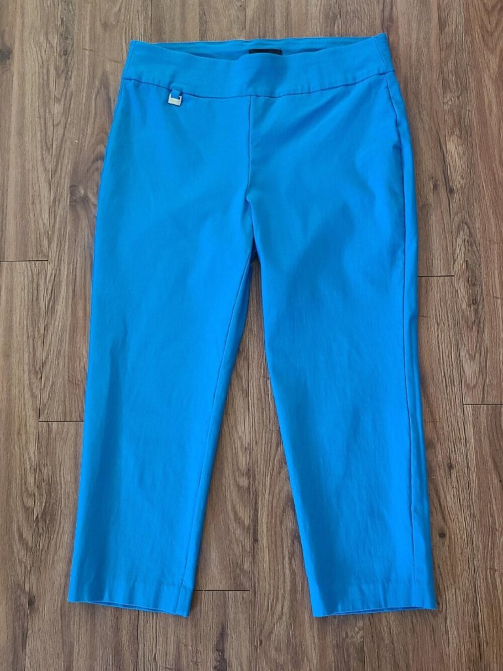 PREMISE Womens Crop Capri Pants Millennium Style Stretch Bright Blue Size L